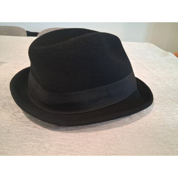 NWT House of Blues Black Wool Felt Fedora Hat Stingy Brim Logo Pin Men main image 4